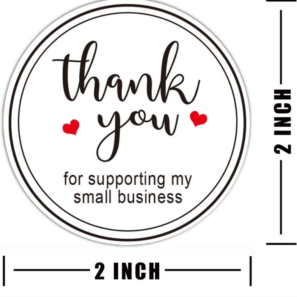 50 ct  are 2" Round Thank You Stickers Roll Labels|Used for Business
